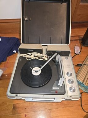 Portable Turntable Record Player in Beige